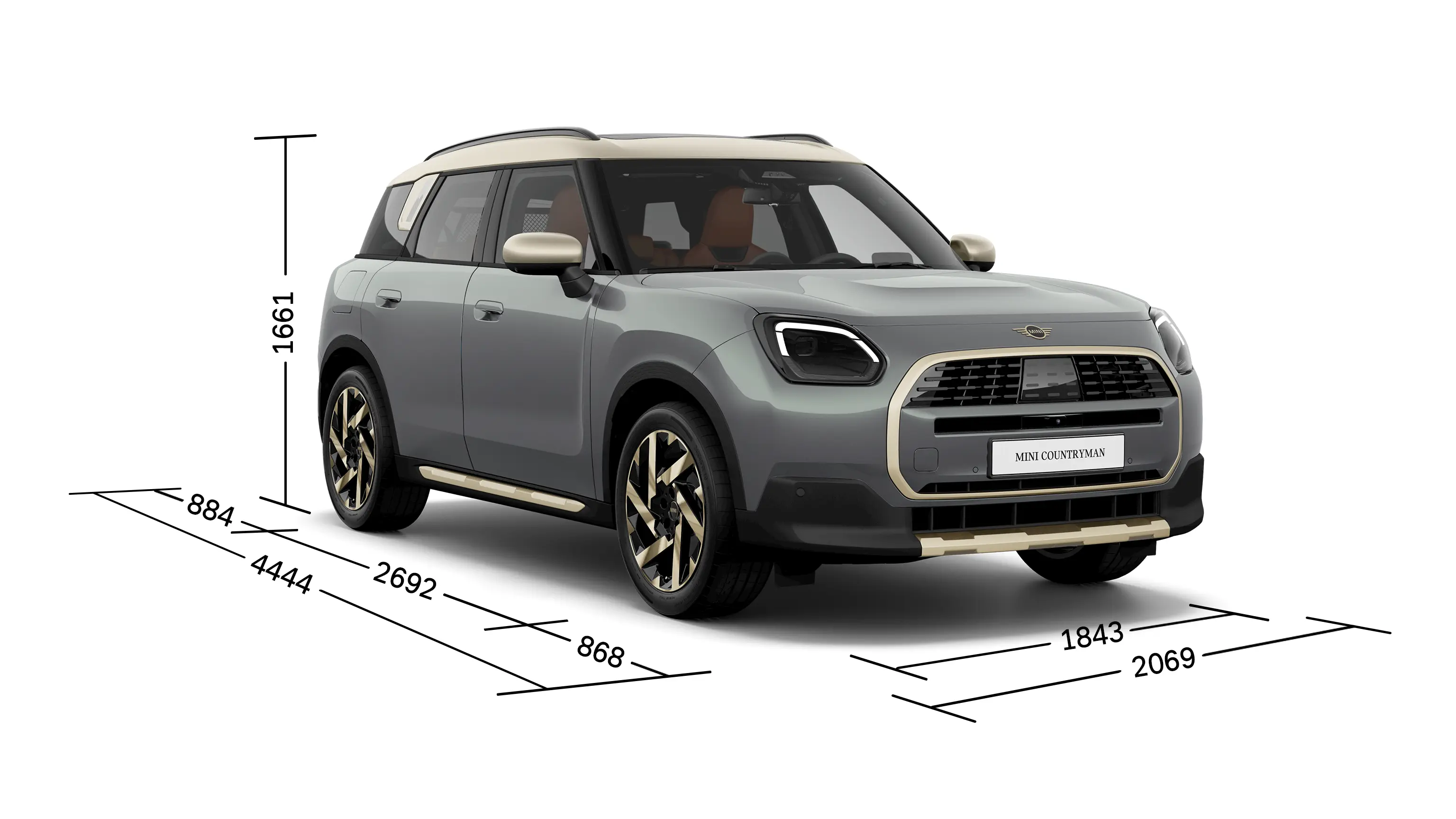 MINI Countryman - Преден поглед со димензии