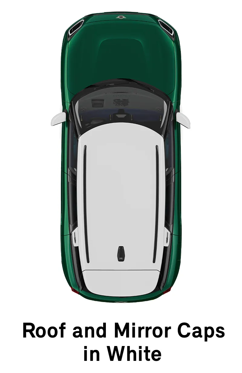 MINI кров: Капаци за кровот и ретровизорите во бело