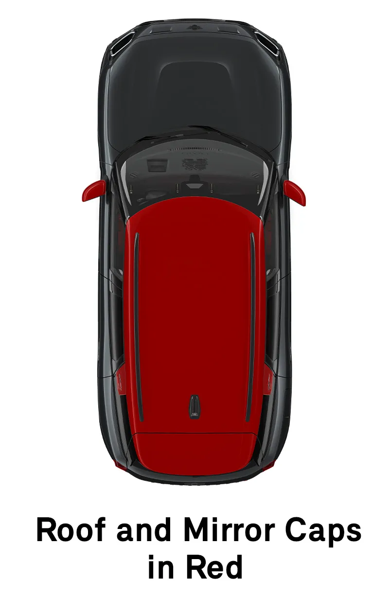 MINI кров: Капаци за кровот и ретровизорите во црвено