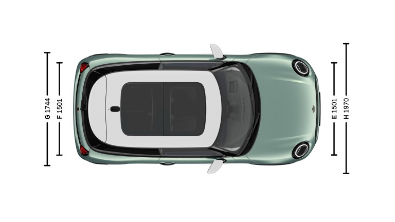 MINI Cooper 3- врати - димензии - воведна слика од птичја перспектива